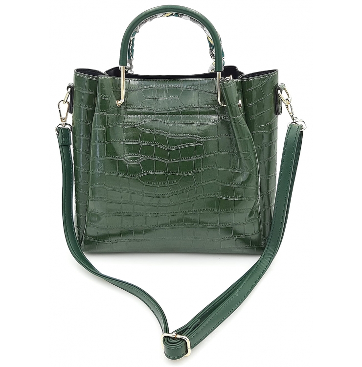Zielona klasyczna torebka damska z apaszką GALLANTRY
