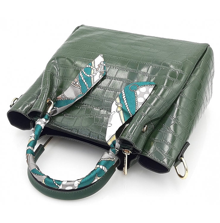 Zielona klasyczna torebka damska z apaszką GALLANTRY
