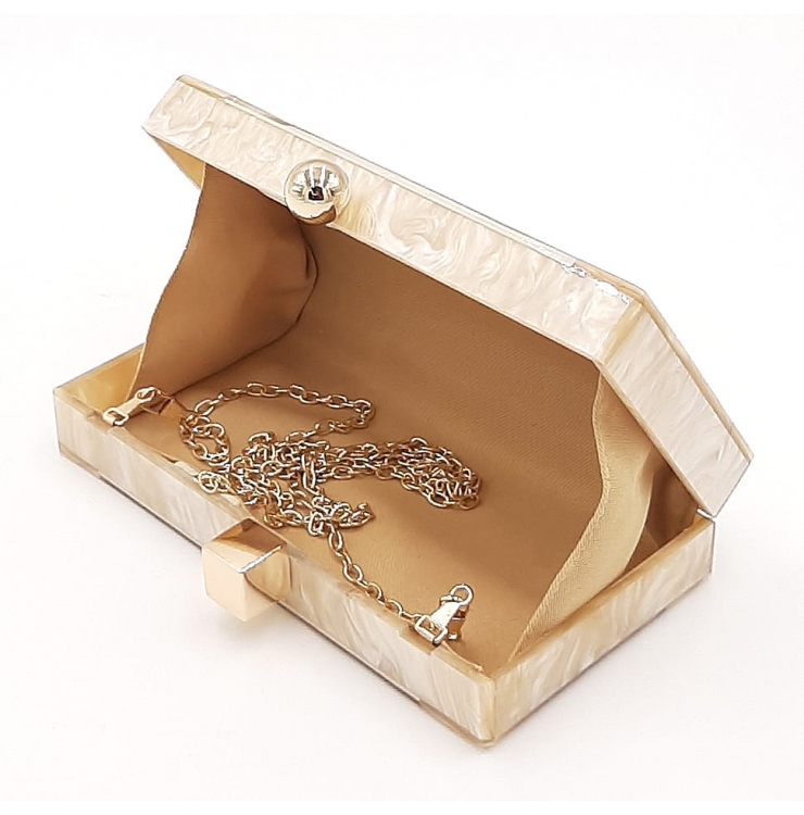 Beżowo złota torebka kopertówka na łańcuszku TOM&EVA