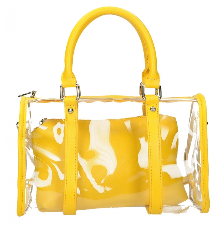 Żółta transparentna torebka z kosmetyczką BESTINI