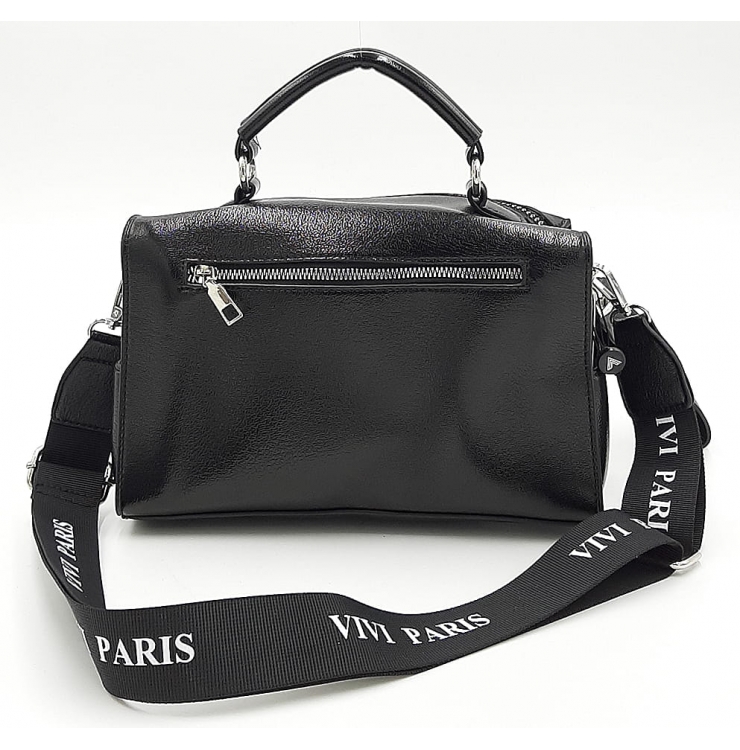 Czarna połyskująca torebka listonoszka Vivi Paris