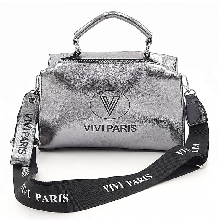 Srebrna połyskująca torebka listonoszka Vivi Paris